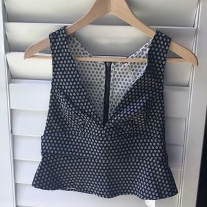 Free People Black and White Sleeveless Crop Top